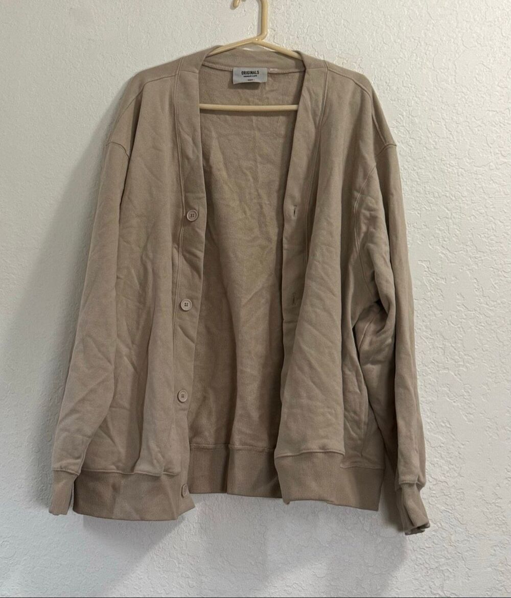 Brooklyn Cloth Heavyweight Boxy Beige Men's cardigan sweater XL